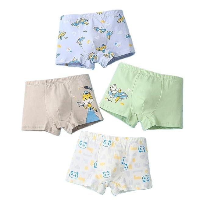 ASJAR Soft Cotton Panty Panties Underwear Innerwear for Baby Kids Girls - Super Cute Animal Prints, Boys Boxer Briefs Cotton Underwear (Pack of 4) - Image 1