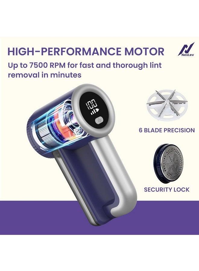 nexlev NexLev Lint Remover | for Woolen Sweaters Shirts Socks Jackets Suede Leggings Curtains & Carpets | Pill, Rue & Burr Remover | 120 Min Use |TypeC | Lint Brush for Coat| SS Blade | Safety Lock | LR-02 - Image 5
