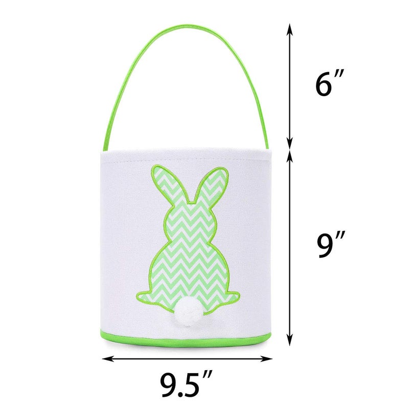 MONOBLANKS Easter Bunny Basket Bags, Rabbit Bucket Tote for Easter Egg Hunts Decorations Candy Gifts Storage (Green(wave)) - Image 5
