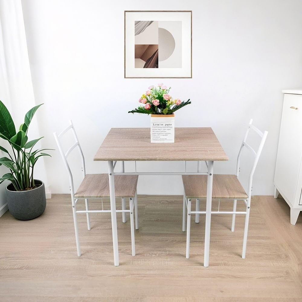 Viola 1 + 2 Dining Set 3-Piece Comfortable Dining Set Kitchen Dining Table With 2 Dining Chairs Modern Design Furniture For Dining Room - Light Oak