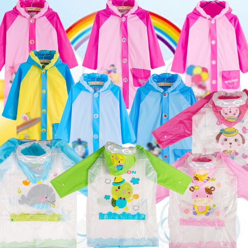 Generic Cute Kids Raincoat with Extended Backpack Flap Ordinary clearance model (no size and random color) 