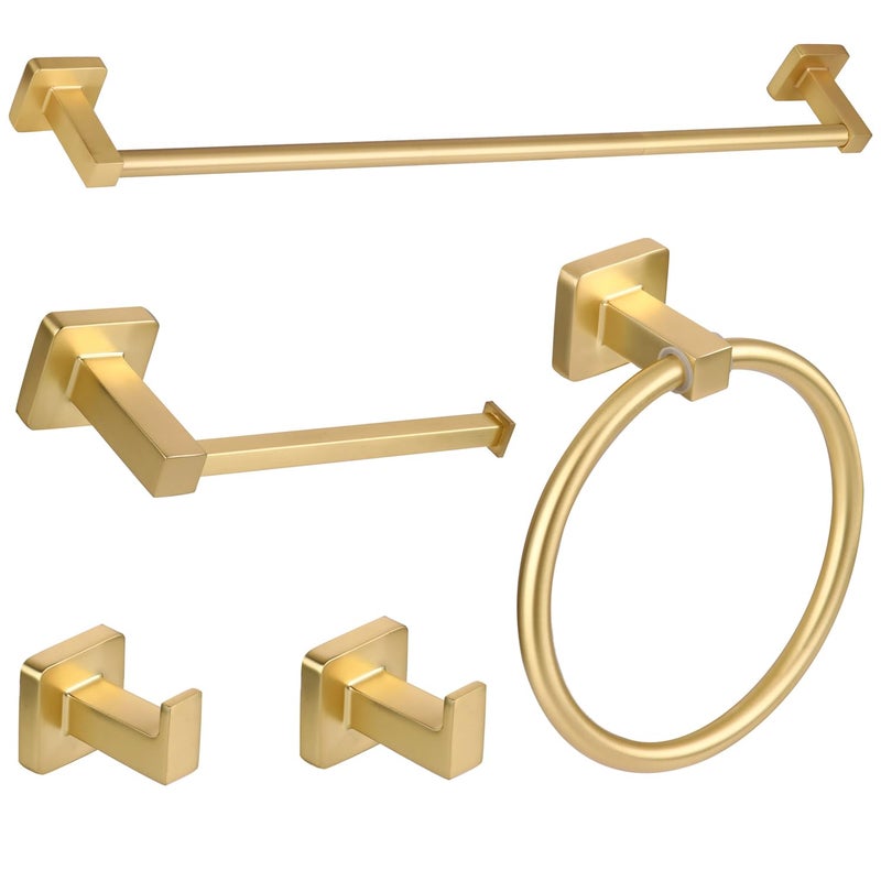 Ntipox 5 Pieces Brushed Gold Bathroom Hardware Accessories SetStainless Steel 236 Hand Towel Bar Set Gold Toilet Paper Holder Towel Holder SetTowel Rack Set for Bathroom