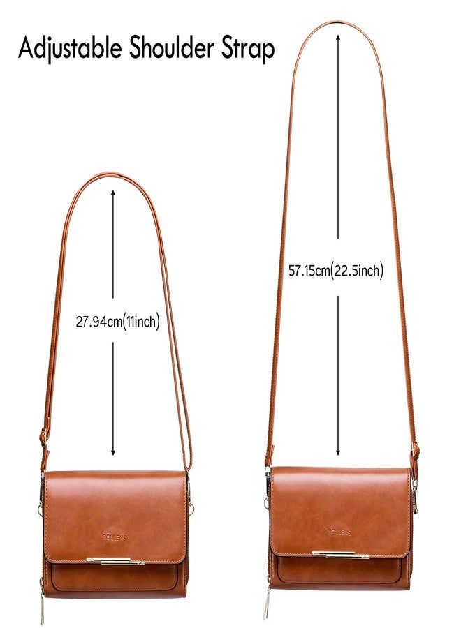Roulens Small Crossbody Bag for Women,Cell Phone Purse Women's Shoulder Handbags Wallet Purse with Credit Card Slots, Oilwax-yellowbrown, Small, Ar2976-19yellowbrown - Image 5