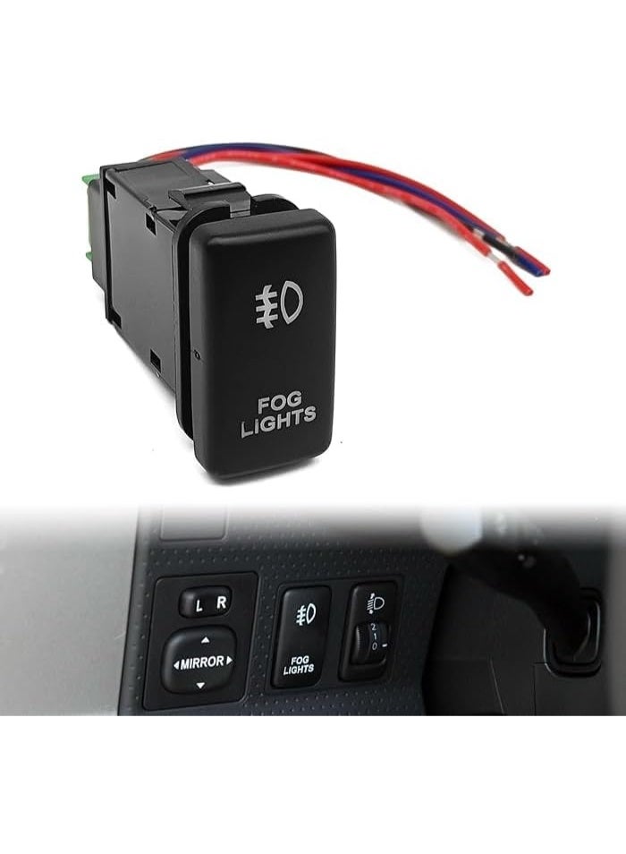 LED Fog Light Symbol Push Button Switch with Connector Wire White Backlit On/Off Kit, Compatible with FJ Cruiser - Image 1