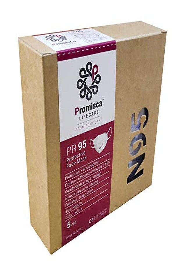 بروميسكا قناع الوجه بروميسكا N95 ذو حلقات الأذن، واقي بخمس طبقات ترشيح مع طبقات من القطن المصهور بالهواء الساخن (عبوة من 5 قطع) (متعدد الألوان، صغير) - Image 2