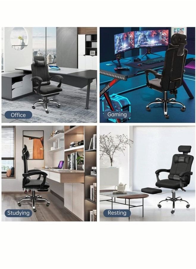 Ergonomic Chair with Footrest Elastic Back Support for Office Chairs Desk Chair with Armrest Computer Chair for Home Breathable Mesh Gaming Chairs Headrest Lumbar Cushion