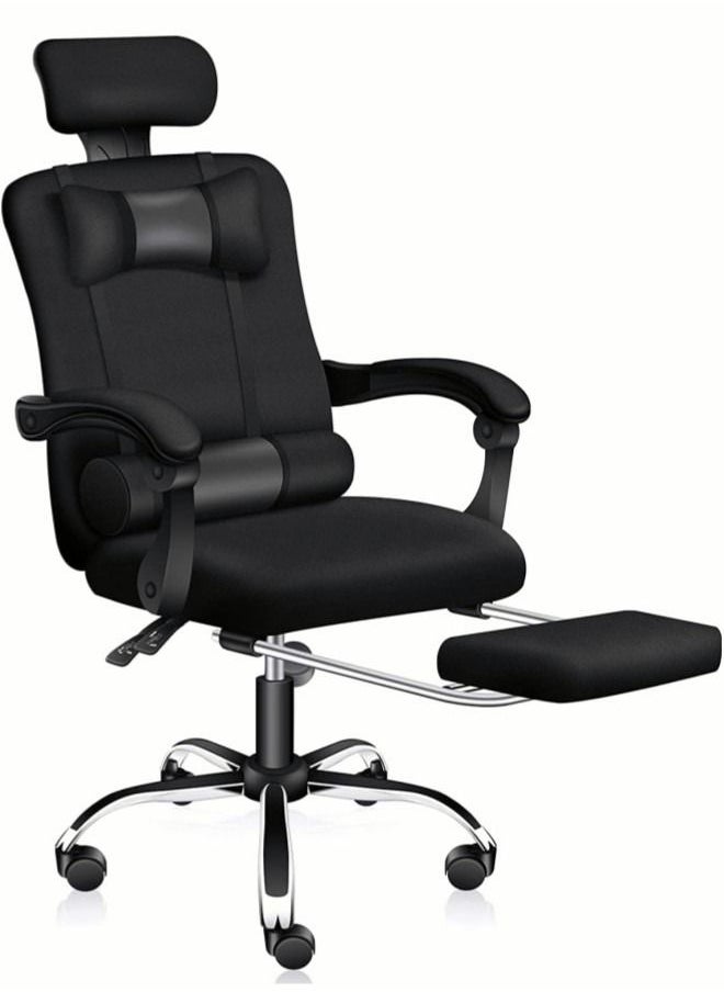 Ergonomic Chair with Footrest Elastic Back Support for Office Chairs Desk Chair with Armrest Computer Chair for Home Breathable Mesh Gaming Chairs Headrest Lumbar Cushion