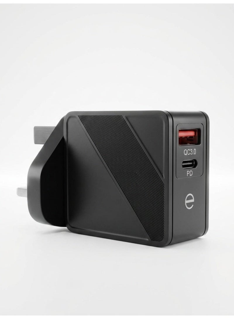Network شاحن جداري سريع الشحن بقوة 20 واط، منفذ Type-C PD | شاحن سريع USB-A QC 3.0 - حجم صغير ومناسب للشحن - متوافق مع هواتف S25، S24، S23، S22، S21، S20 Ultra، S24+، S23+، S22+، S21+، A53، A15، A54، Fold، Flip، Honor، Xiaomi، Redmi - Image 2