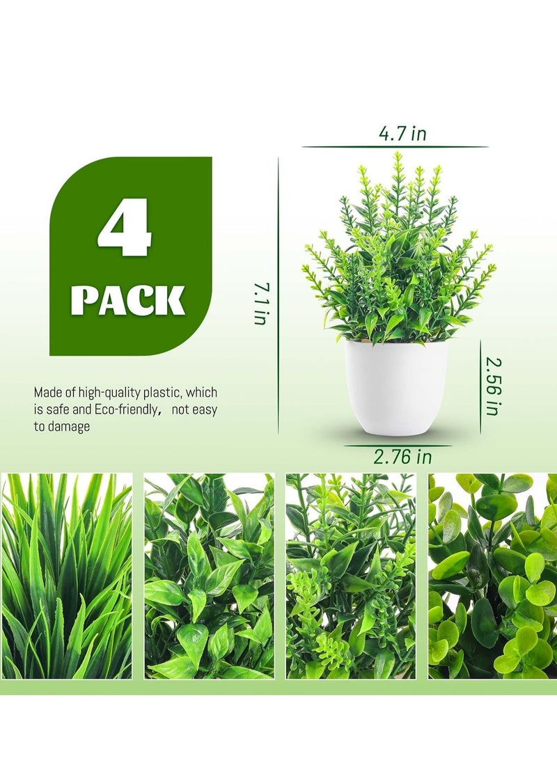 Generic 4 Packs Fake Plants Small Artificial Faux Plants Indoor for Home Office Farmhouse Bathroom Decor  - Image 2