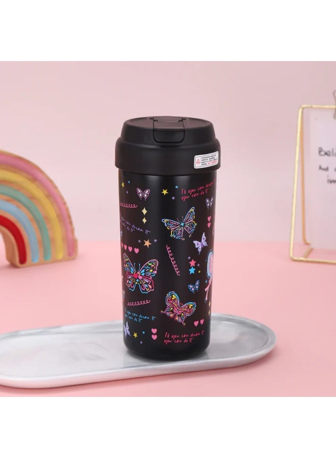 LITTLE SURPRISE BOX Black Butterfly Stainless Steel premium Insulated Detox Infuser Bottle with Tea and Fruit Infuser attachment, 550ml  - Image 4
