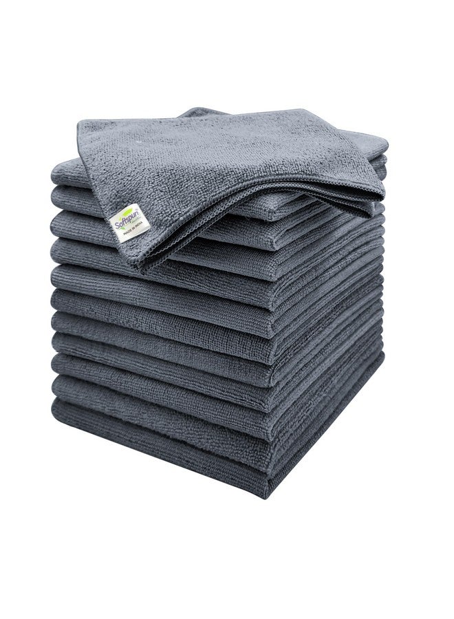SOFTSPUN مناديل تنظيف ميكروفايبر SOFTSPUN، 12 قطعة 40x40 سم 220 جرام/متر مربع رمادي! عالية الامتصاص، خالية من الوبر والخدوش، مناديل متعددة الاستخدامات للمطبخ، السيارة، النوافذ، الفولاذ المقاوم للصدأ، أدوات المائدة.… - Image 1