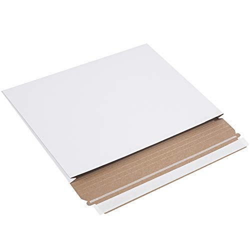 BOX USA BRM2G Gusseted Flat Mailers, 12 1/2" x 9 1/2" x 1", White (Pack of 100) - Image 1