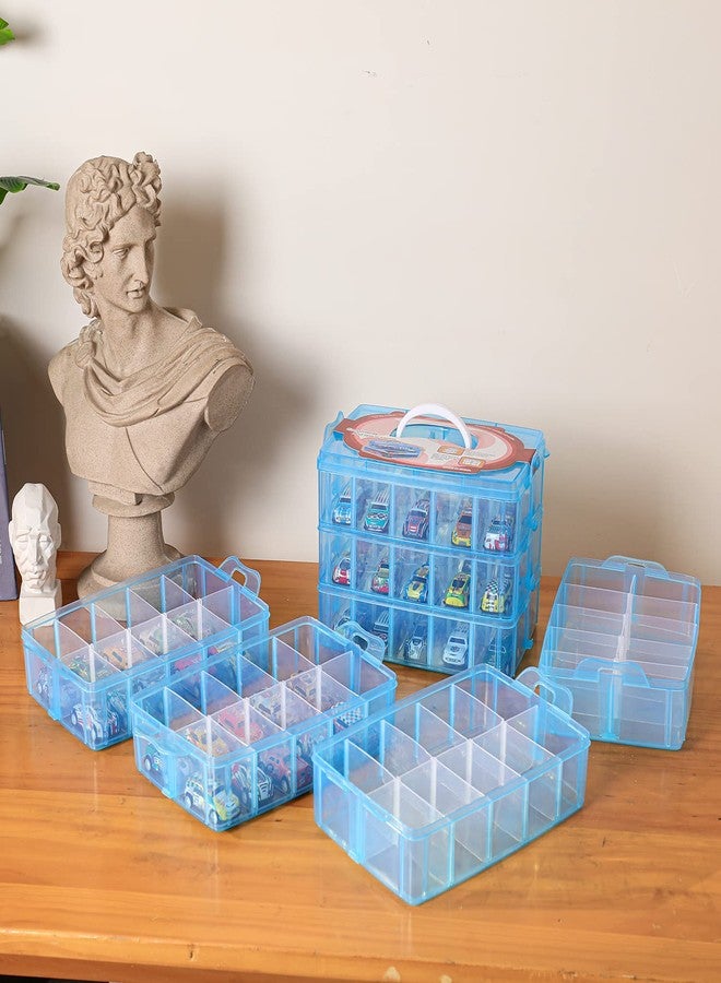 Sooyee 7 Layers Stackable Storage Container, 70 Adjustable Compartments Stackable Storage Container for Kids Toys, Art Crafts, Jewelry, Supplies, Mini Case & Letter Sticker Included,Blue - Image 3