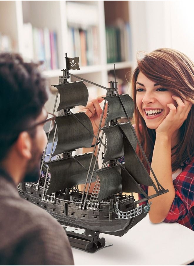 Generic - 3D Puzzles Led Pirate Ship Queen Anne's Revenge Large Model Craft Kits Desk Decor Sailboat Brain Teaser Puzzles Arts and Crafts Hard Puzzles Gifts for Men Women - Image 1