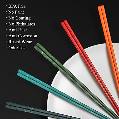 SUPJOYES 5 Pairs Fiberglass Chopsticks - Multicolor Reusable Chopsticks Dishwasher Safe, Japanese Chinese Chop Sticks with Cherry Blossom Pattern, 9 1/2 Inches - Image 2