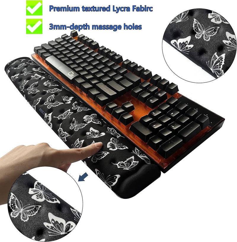 BRILA Keyboard Wrist Rest Support Cushion Pad for Computer, Laptop, Office Work, PC Gaming - Memory Foam Gel with Massage Holes Design - Non-Slip Easy Typing Wrist Pain Relief - Image 2