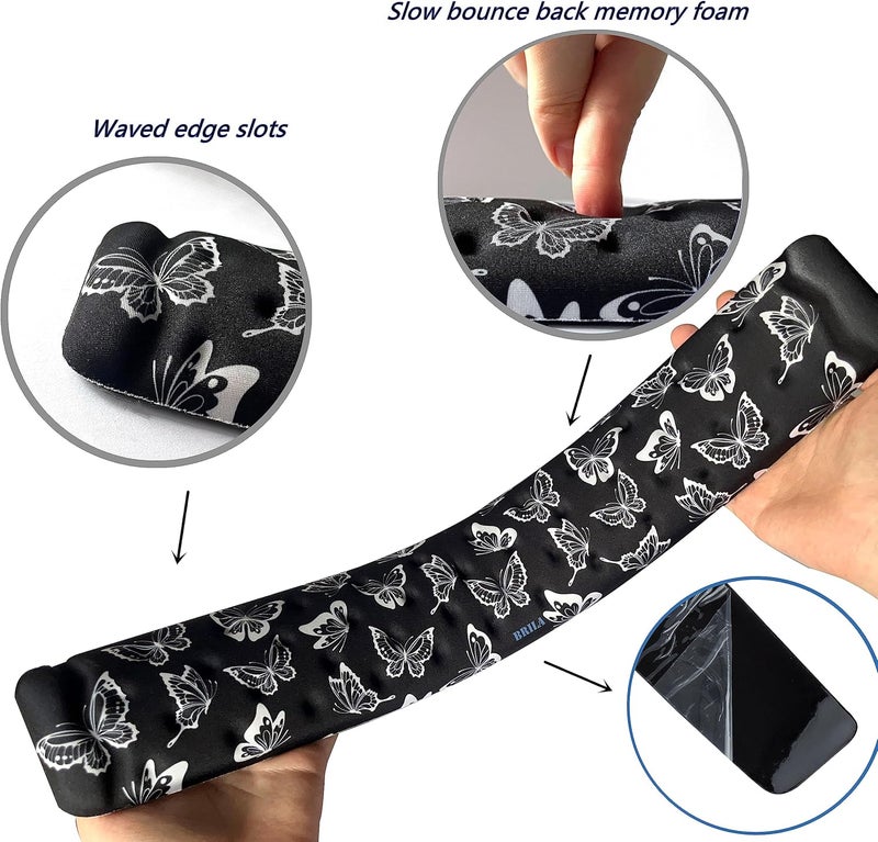BRILA Keyboard Wrist Rest Support Cushion Pad for Computer, Laptop, Office Work, PC Gaming - Memory Foam Gel with Massage Holes Design - Non-Slip Easy Typing Wrist Pain Relief - Image 4