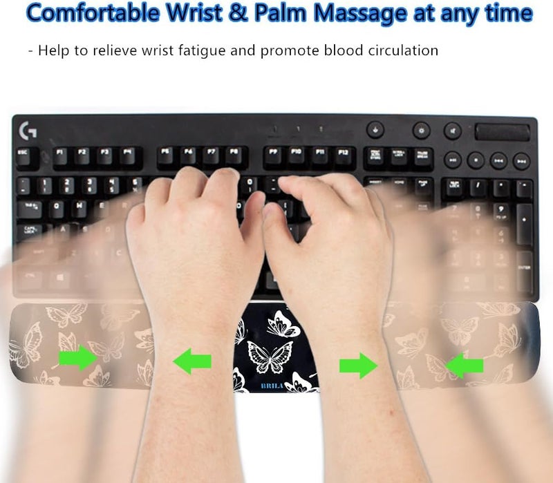 BRILA Keyboard Wrist Rest Support Cushion Pad for Computer, Laptop, Office Work, PC Gaming - Memory Foam Gel with Massage Holes Design - Non-Slip Easy Typing Wrist Pain Relief - Image 5