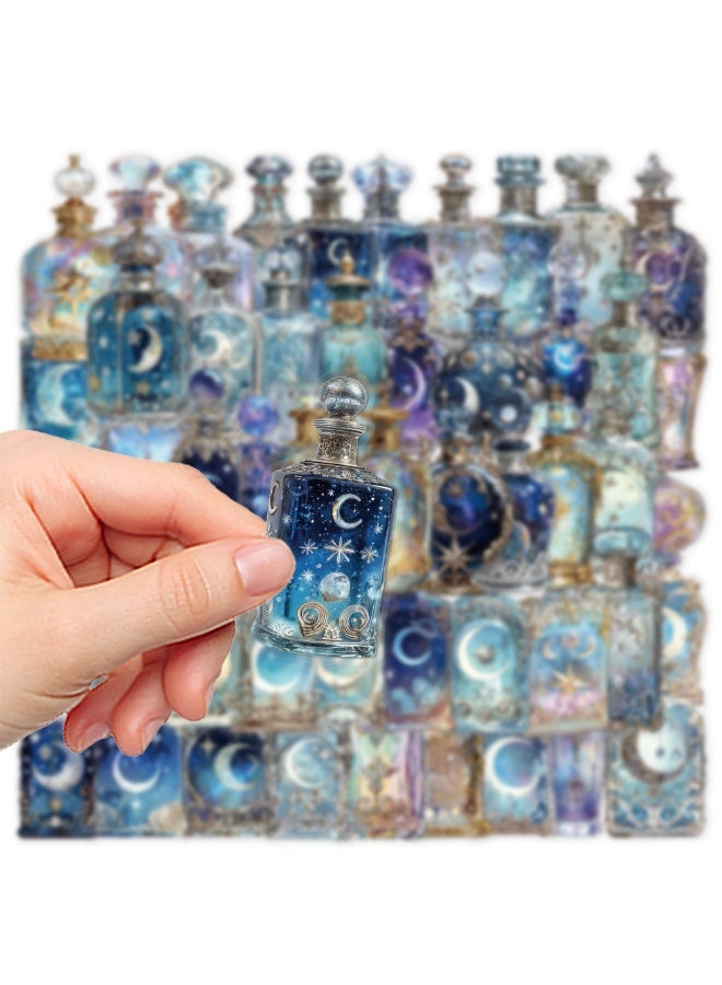 100pcs Bottle Shape Clear Stickers with Moon & Star Designs – DIY Scrapbooking & Decoration Stickers Set - Image 5