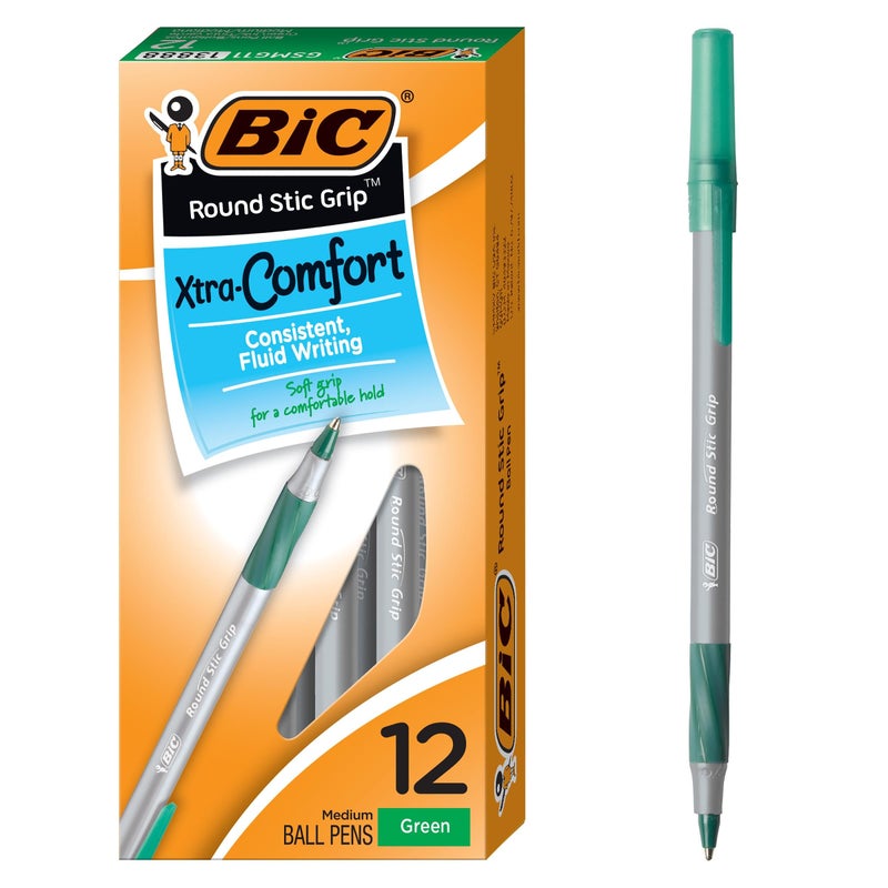 BIC Round Stic® Grip™ Xtra-Comfort Medium Ball Point Pen; Green; 12 Pack - Image 3