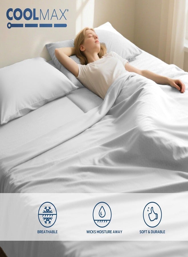 Degrees of Comfort طقم ملاءات سرير كينج سبليت من ديغريز أوف كومفورت - 5 قطع ملاءات بجيب عميق مصنوعة من ألياف دقيقة ماصة للرطوبة بتقنية كول ماكس، ملاءات مزدوجة مثبتة، مقاومة للتجاعيد، رمادي فاتح - Image 3