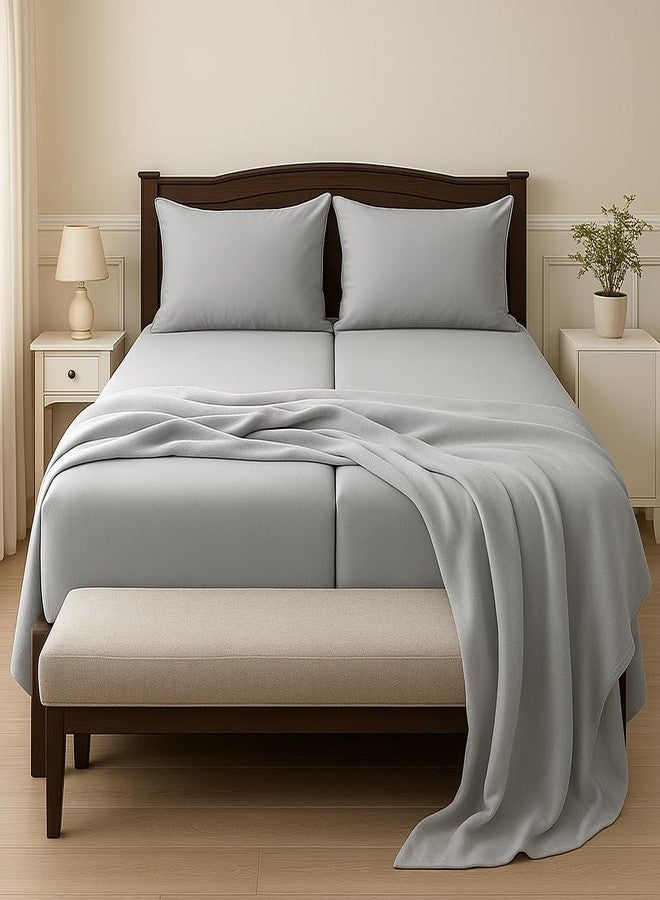 Degrees of Comfort طقم ملاءات سرير كينج سبليت من ديغريز أوف كومفورت - 5 قطع ملاءات بجيب عميق مصنوعة من ألياف دقيقة ماصة للرطوبة بتقنية كول ماكس، ملاءات مزدوجة مثبتة، مقاومة للتجاعيد، رمادي فاتح - Image 2