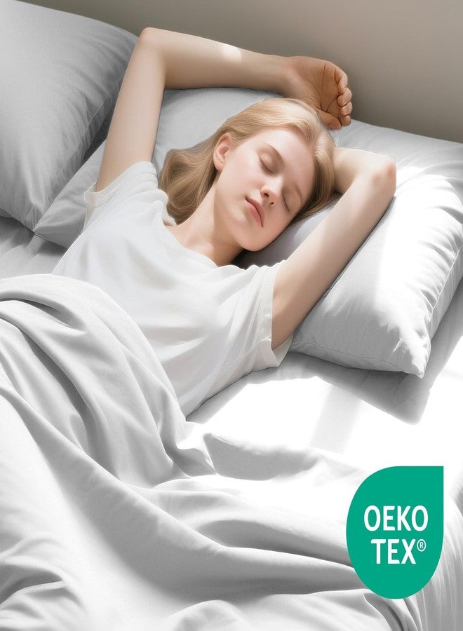 Degrees of Comfort طقم ملاءات سرير كينج سبليت من ديغريز أوف كومفورت - 5 قطع ملاءات بجيب عميق مصنوعة من ألياف دقيقة ماصة للرطوبة بتقنية كول ماكس، ملاءات مزدوجة مثبتة، مقاومة للتجاعيد، رمادي فاتح - Image 4