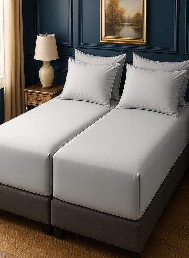 Degrees of Comfort طقم ملاءات سرير كينج سبليت من ديغريز أوف كومفورت - 5 قطع ملاءات بجيب عميق مصنوعة من ألياف دقيقة ماصة للرطوبة بتقنية كول ماكس، ملاءات مزدوجة مثبتة، مقاومة للتجاعيد، رمادي فاتح - Image 1