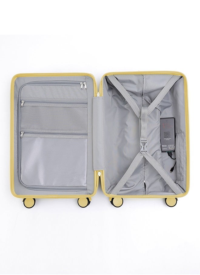 LIGHTGO - LIGHTGO 7624 yellow 20" carry-on cabin Suitcase luggage with TSA Lock travel case YKK zipper power bank pocket 100% PC light weight luggage - Image 1