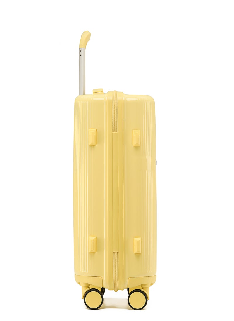 LIGHTGO - LIGHTGO 7624 yellow 20" carry-on cabin Suitcase luggage with TSA Lock travel case YKK zipper power bank pocket 100% PC light weight luggage - Image 1