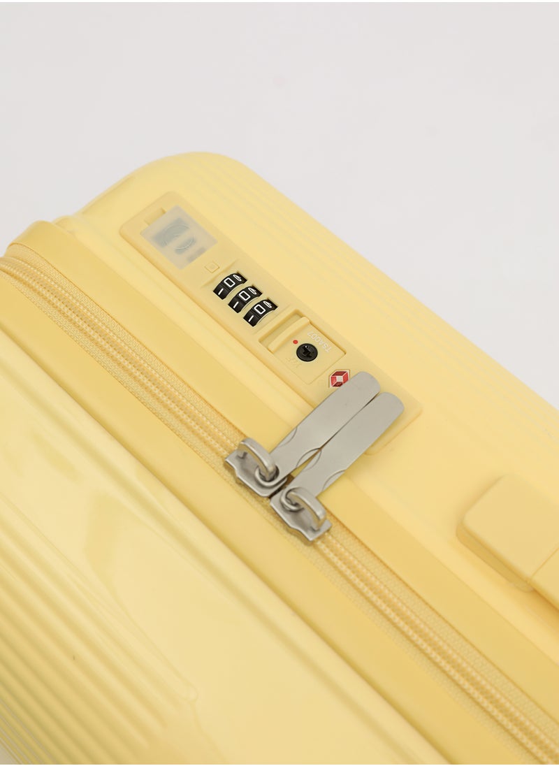 LIGHTGO - LIGHTGO 7624 yellow 20" carry-on cabin Suitcase luggage with TSA Lock travel case YKK zipper power bank pocket 100% PC light weight luggage - Image 1