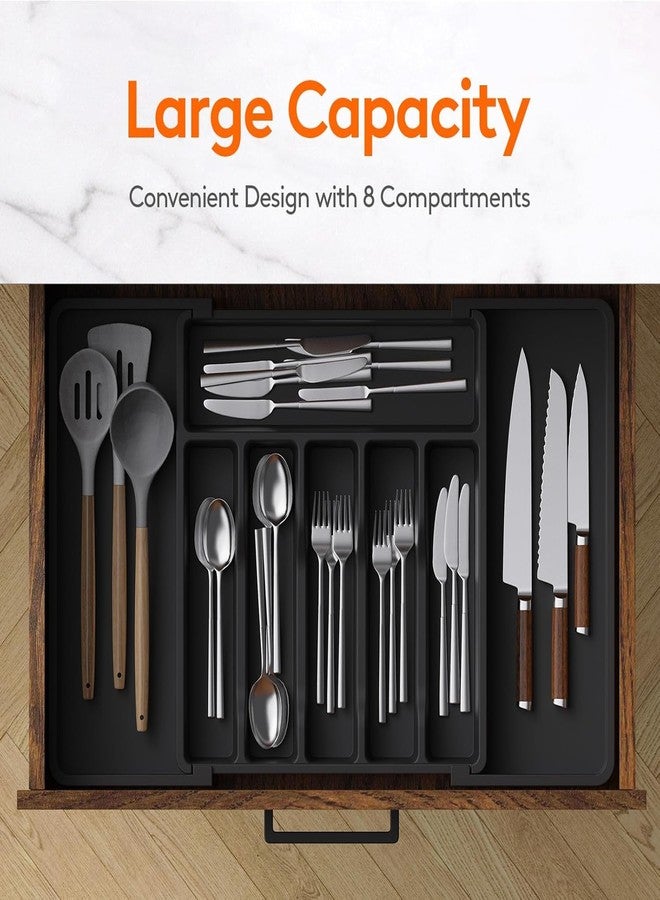 Finner Expandable Cutlery Tray Organizer – 8 Adjustable Compartments | BPA-Free Kitchen Drawer Storage for Utensils & Silverware - Image 4