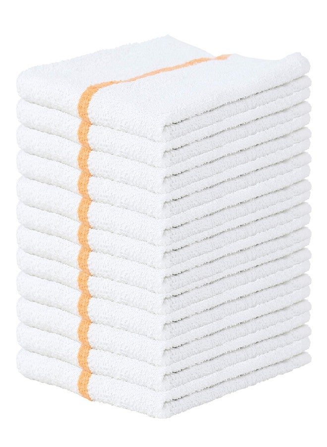 Arkwright, LLC Arkwright Qwick Wick Bar Mop Towels - (Pack of 12) 100% Cotton Quick Dry Dishcloths, Super Absorbent Multipurpose Cleaning Rags for Restaurants, Kitchen, Bathroom, Hotel, 16 x 19 in, Gold Stripe - Image 1