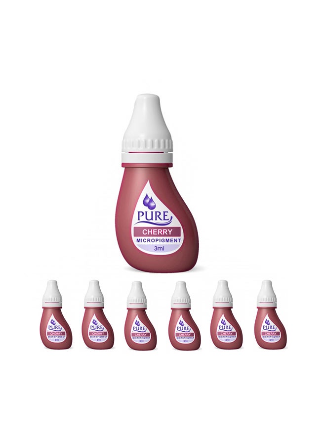 PURE صبغة سPMU شبه دائمة من الدرجة الطبية - حبر سPMU - صبغة شفاه بدون خلط لتظليل الشوكة الكرزية 3 مل × 6 زجاجات - Image 1