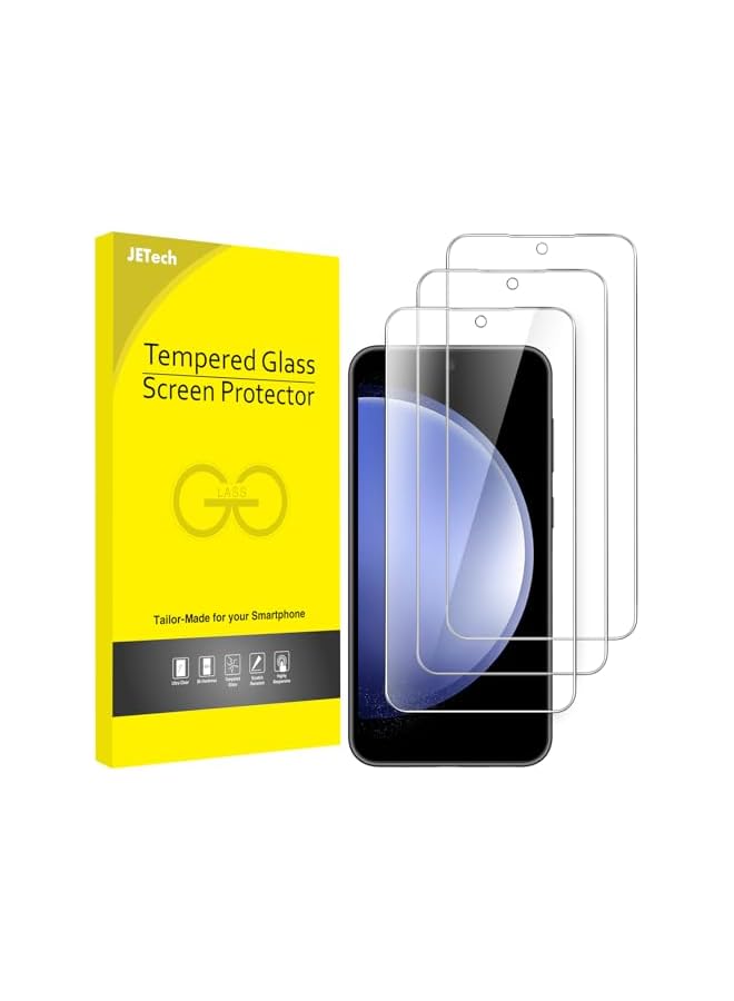 جي تيك واقي شاشة JETech لهاتف Galaxy S23 FE مقاس 6.4 بوصات، متوافق مع بصمات الأصابع، طبقة من الزجاج المقوى، شفاف عالي الدقة، 3 عبوات - Image 1