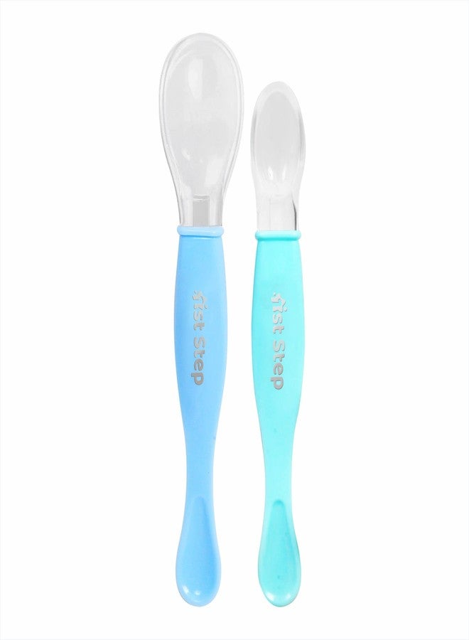 1st Step Dual Ended BPA Free Silicone Spoon Set (Blue) - Image 1