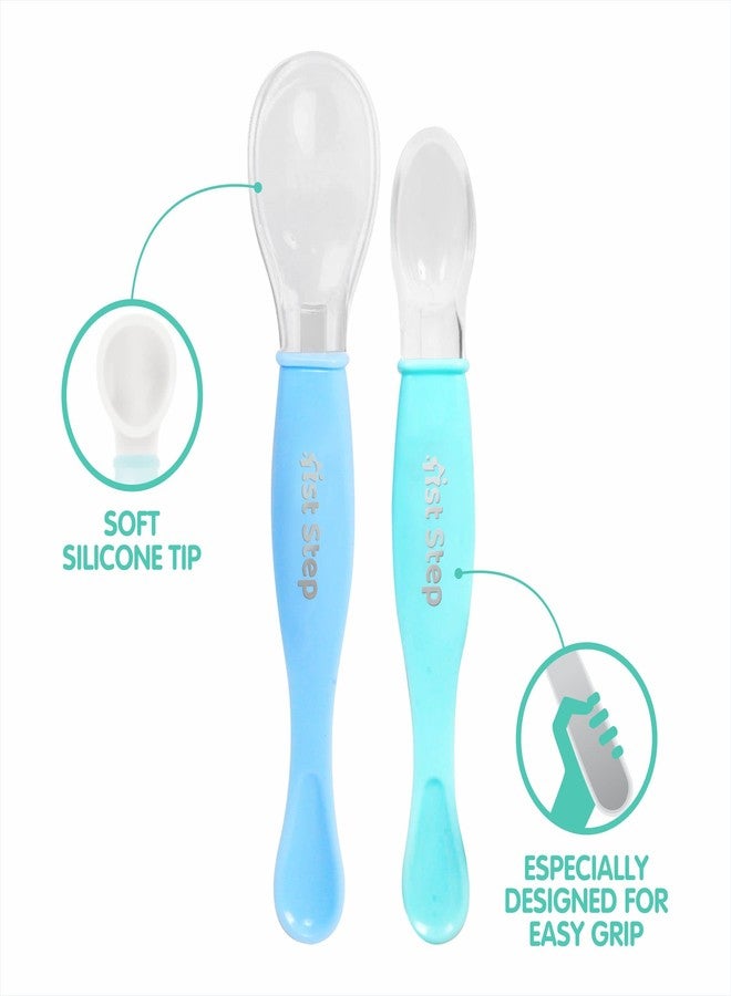 1st Step Dual Ended BPA Free Silicone Spoon Set (Blue) - Image 2