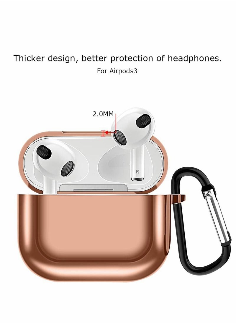 Case for AirPods 3rd Generation, Hybrid Soft Silicone Shock-Absorbing Protective Case with Keychain, Support Wireless Charging