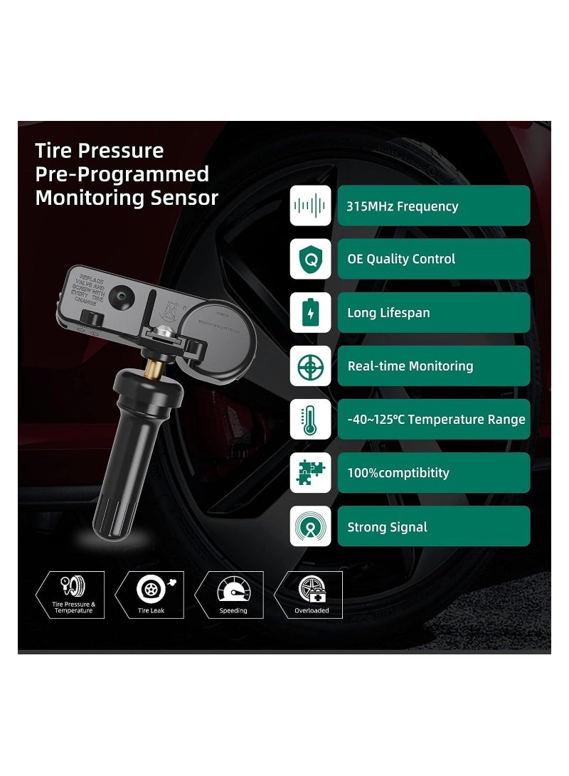 حزمة 4 مستشعرات TPMS GM 315Mhz لمراقبة ضغط الإطارات عالمي - Image 3