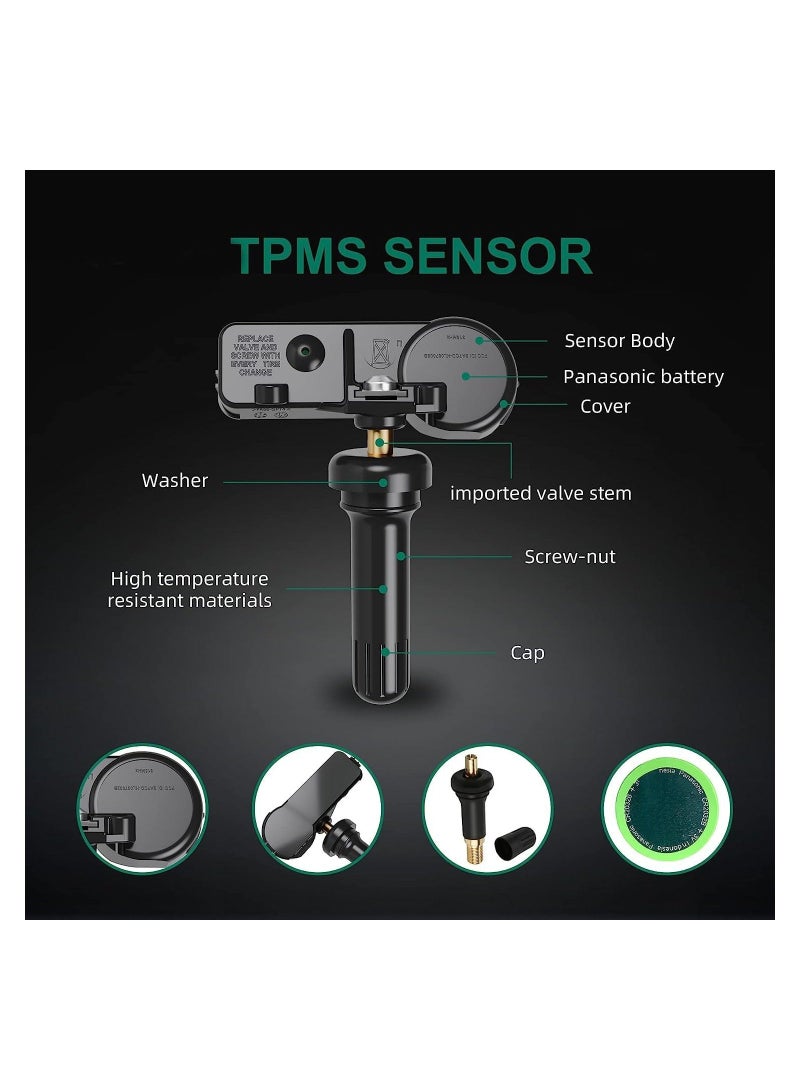حزمة 4 مستشعرات TPMS GM 315Mhz لمراقبة ضغط الإطارات عالمي - Image 4