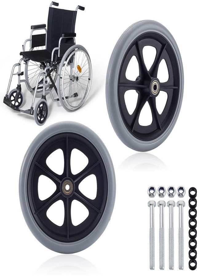 AHANDMAKER 2Pcs 8 Inch Replacement Walker Wheels Wheelchair Accessories Drive Walker Parts for Seniors Mobility Aid Scooter Lawn Mower Luggage Crate Beach Cart, Silver - Image 1