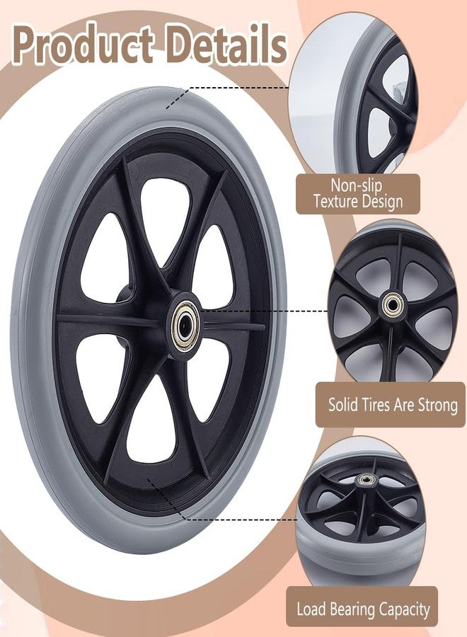 AHANDMAKER 2Pcs 8 Inch Replacement Walker Wheels Wheelchair Accessories Drive Walker Parts for Seniors Mobility Aid Scooter Lawn Mower Luggage Crate Beach Cart, Silver - Image 3