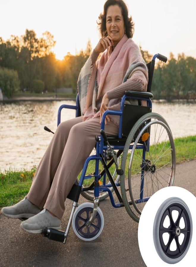 AHANDMAKER 2Pcs 8 Inch Replacement Walker Wheels Wheelchair Accessories Drive Walker Parts for Seniors Mobility Aid Scooter Lawn Mower Luggage Crate Beach Cart, Silver - Image 5