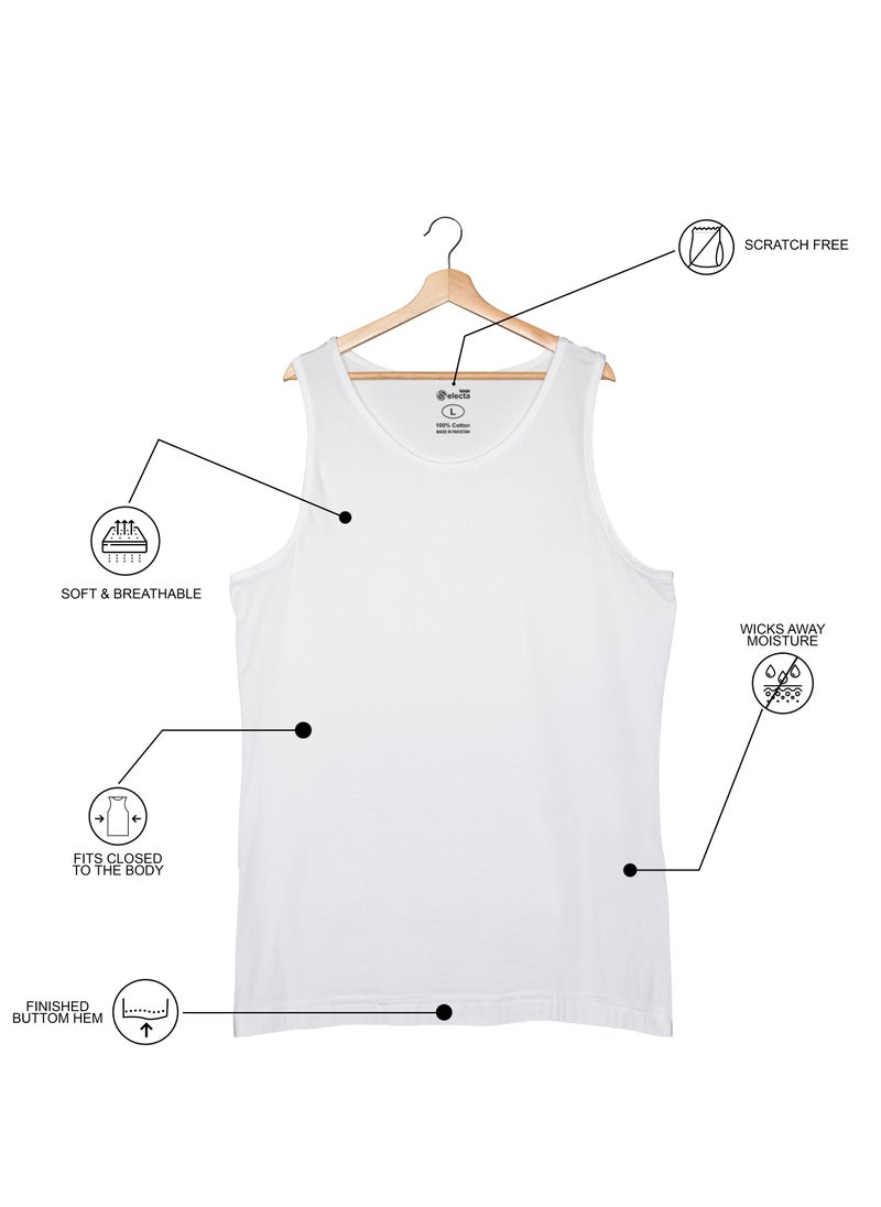Selecta Now - Men's Vest 100% Combed Cotton Sleeveless Vest Breathable Soft & Comfortable Undershirt Vests - Image 1