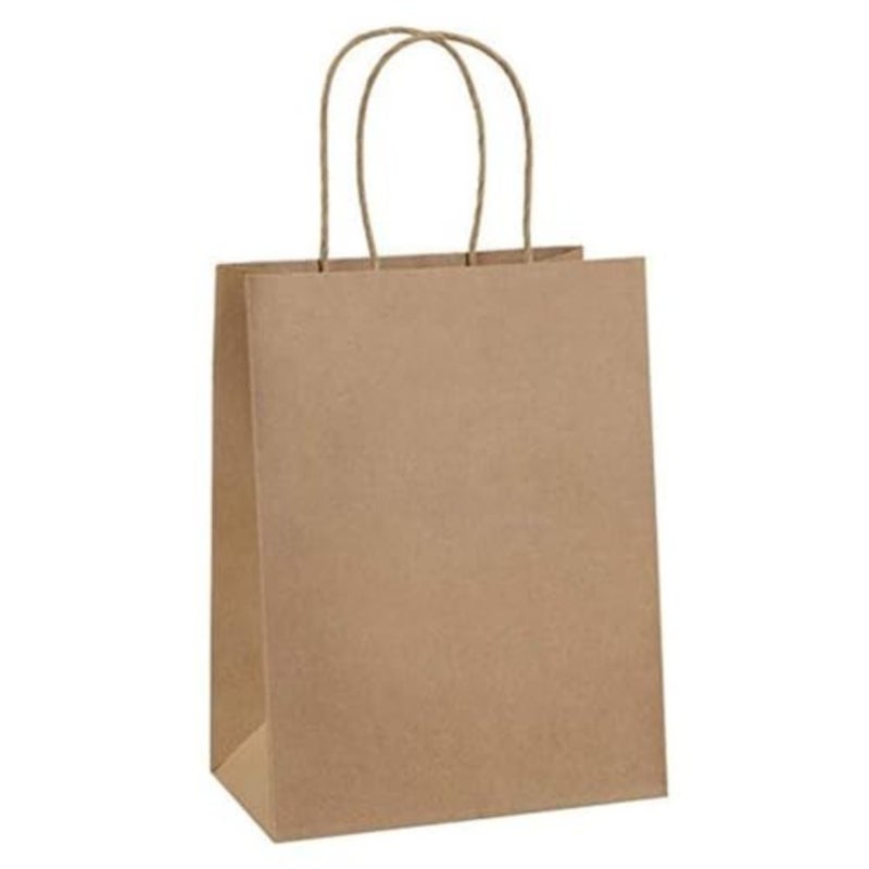 Kraft Paper Bags - Pack Of 50 Craft Small Paper Grocery Bags With Handles For Shopping, Party, Birthday, Wedding Gift, Retail, Merchandies Ecofreindly Reusable Brown 20X11X27 Cm - Image 1