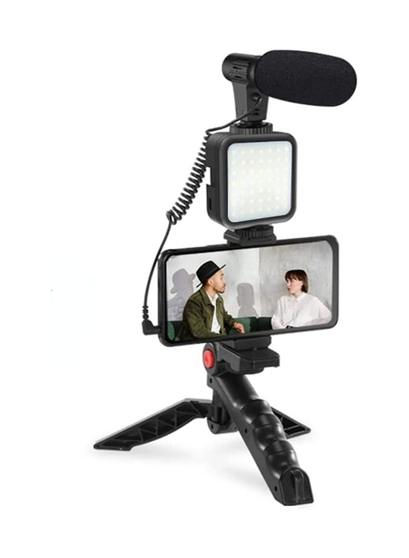 Smartphone & Camera Vlogging Studio Kits Video Shooting Photography Suit with Microphone LED Fill Light Mini Tripod - Image 1