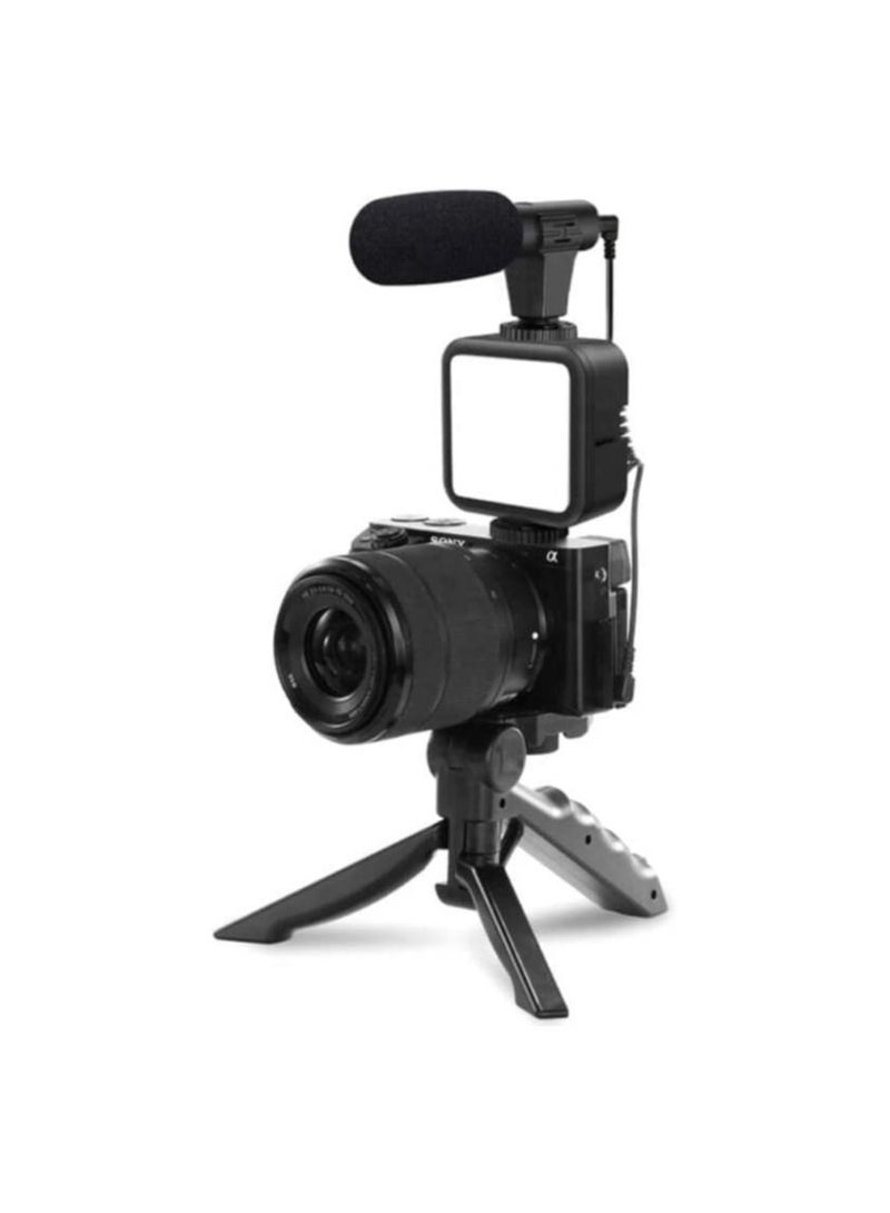 Smartphone & Camera Vlogging Studio Kits Video Shooting Photography Suit with Microphone LED Fill Light Mini Tripod - Image 3