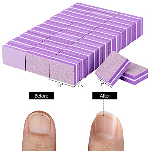acDesign 100 Pcs Mini Buffers for Nails 180100 Grit Mini Nail Buffer Purple Nail Buffers for Natural Nails - Image 5