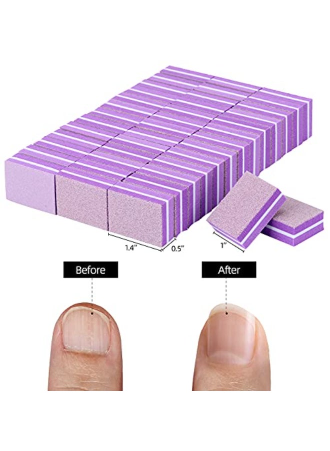 acDesign 100 Pcs Mini Buffers for Nails 180100 Grit Mini Nail Buffer Purple Nail Buffers for Natural Nails - Image 4