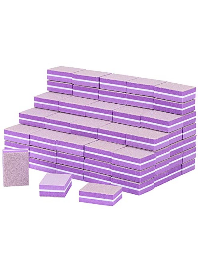 acDesign 100 Pcs Mini Buffers for Nails 180100 Grit Mini Nail Buffer Purple Nail Buffers for Natural Nails - Image 1
